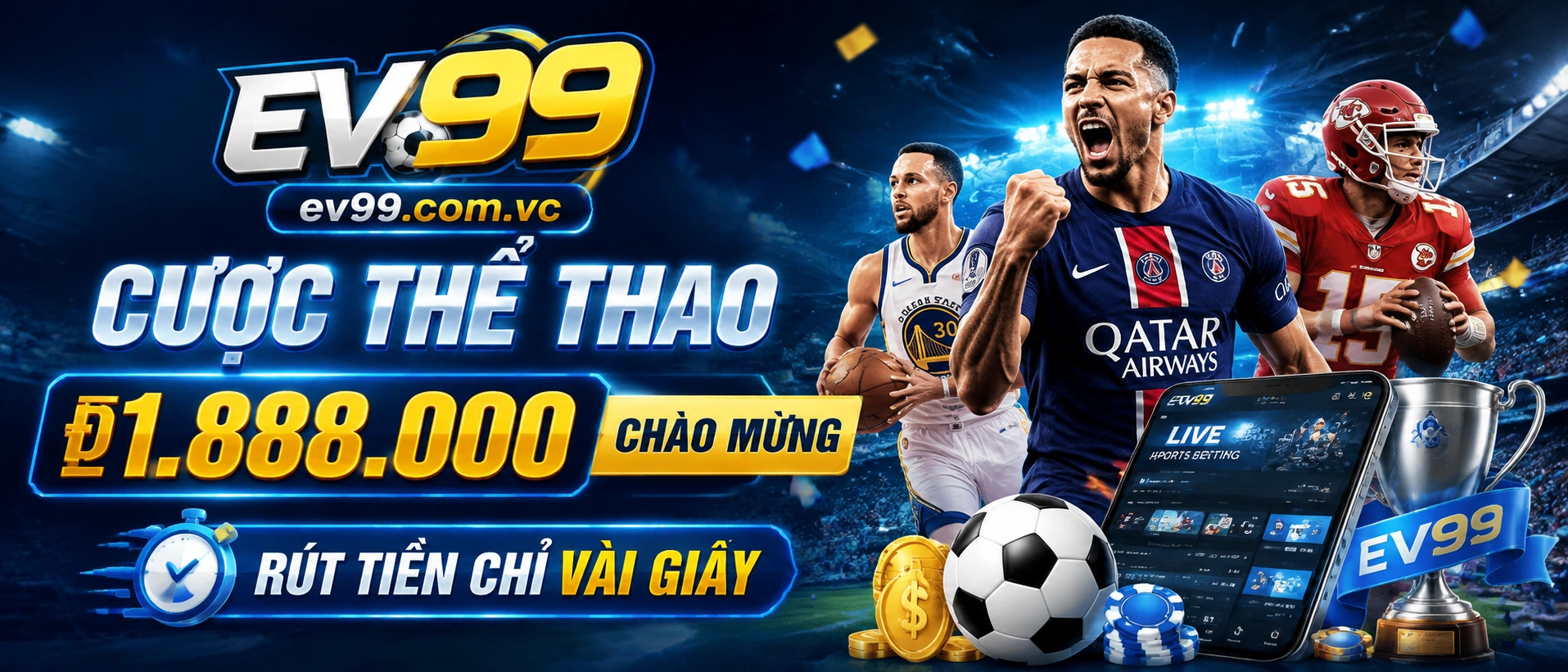 Hình ảnh danh mục thể thao EV99 với giao diện card hiện đại